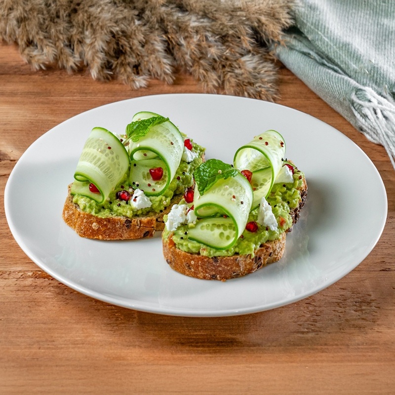 Avocado toast with cucumber